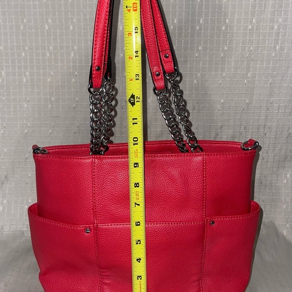 EUC Dana Bachman Red Leather Crossbody Handbag - Picture 9 of 12